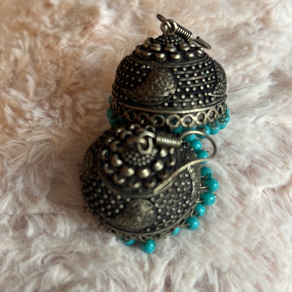 Blue jhumkas - Picture 3 of 3